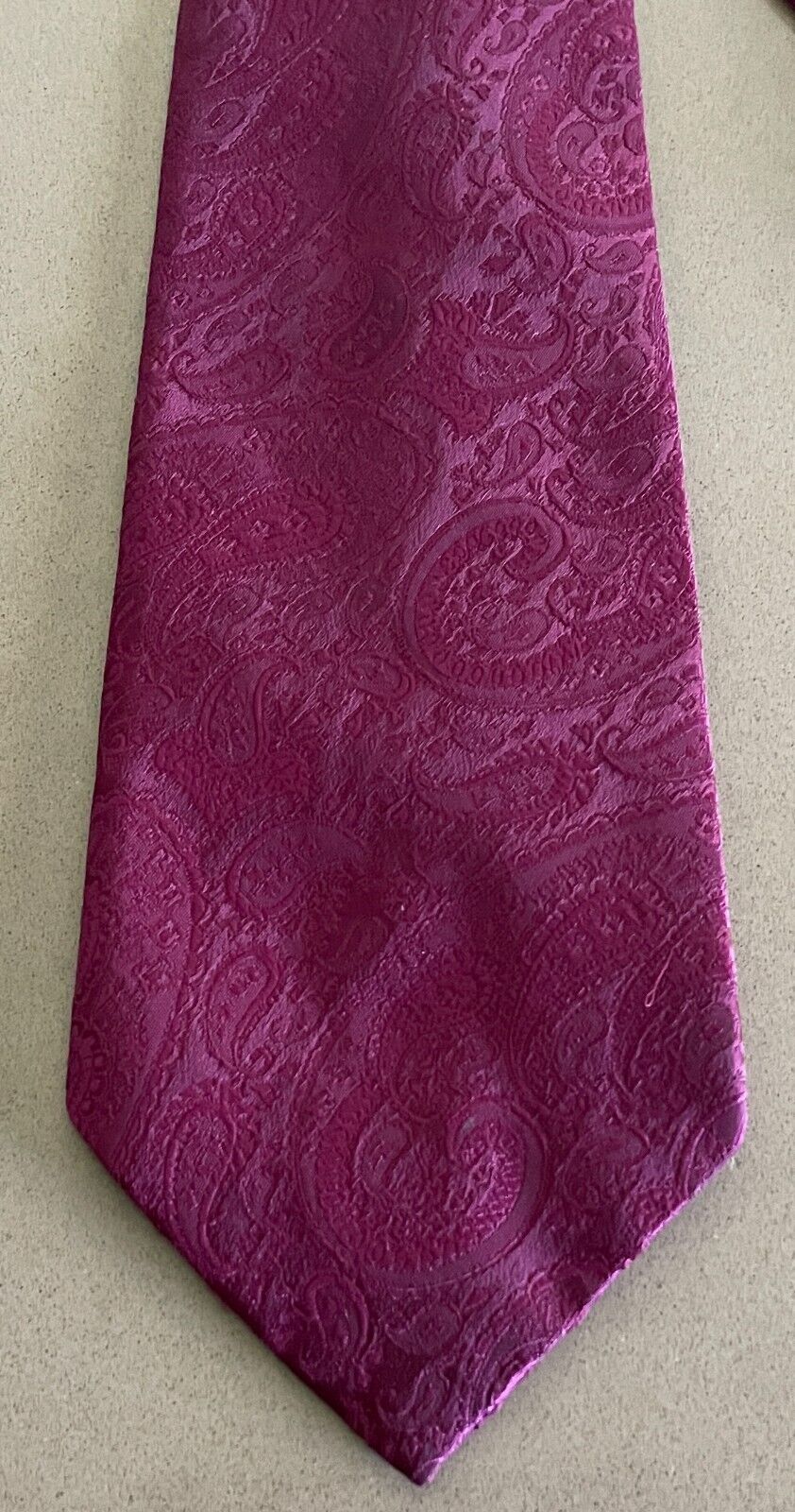 Mens Necktie MIKADO Dark Fuchsia Paisley Polyester Neck Tie Gorgeous Colour