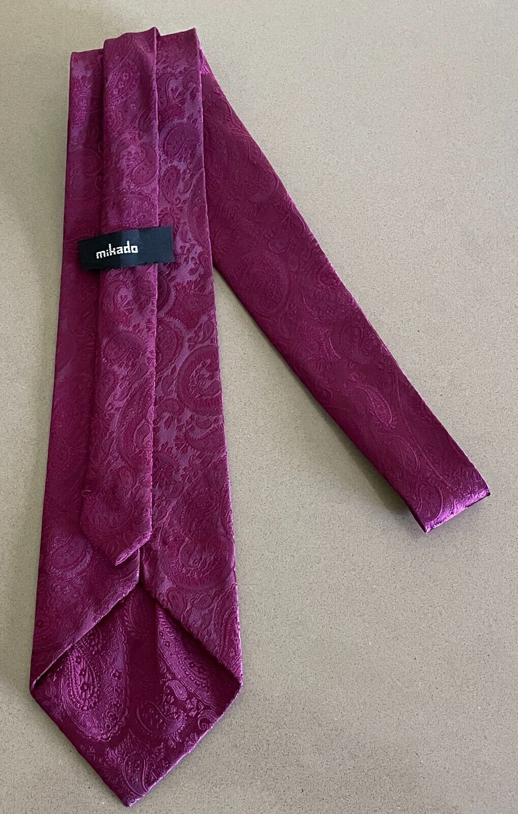 Mens Necktie MIKADO Dark Fuchsia Paisley Polyester Neck Tie Gorgeous Colour