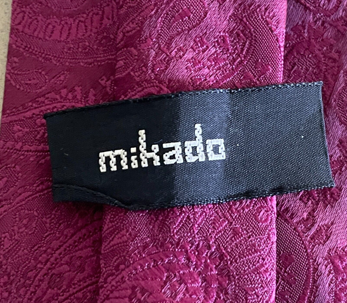 Mens Necktie MIKADO Dark Fuchsia Paisley Polyester Neck Tie Gorgeous Colour