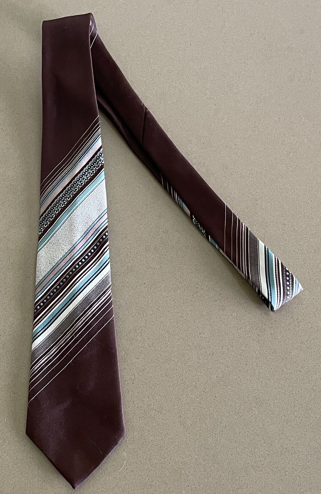 Vintage NeckTie SCHRETER "Golden Clasp" Brown Taupe Green Mens Neck Tie