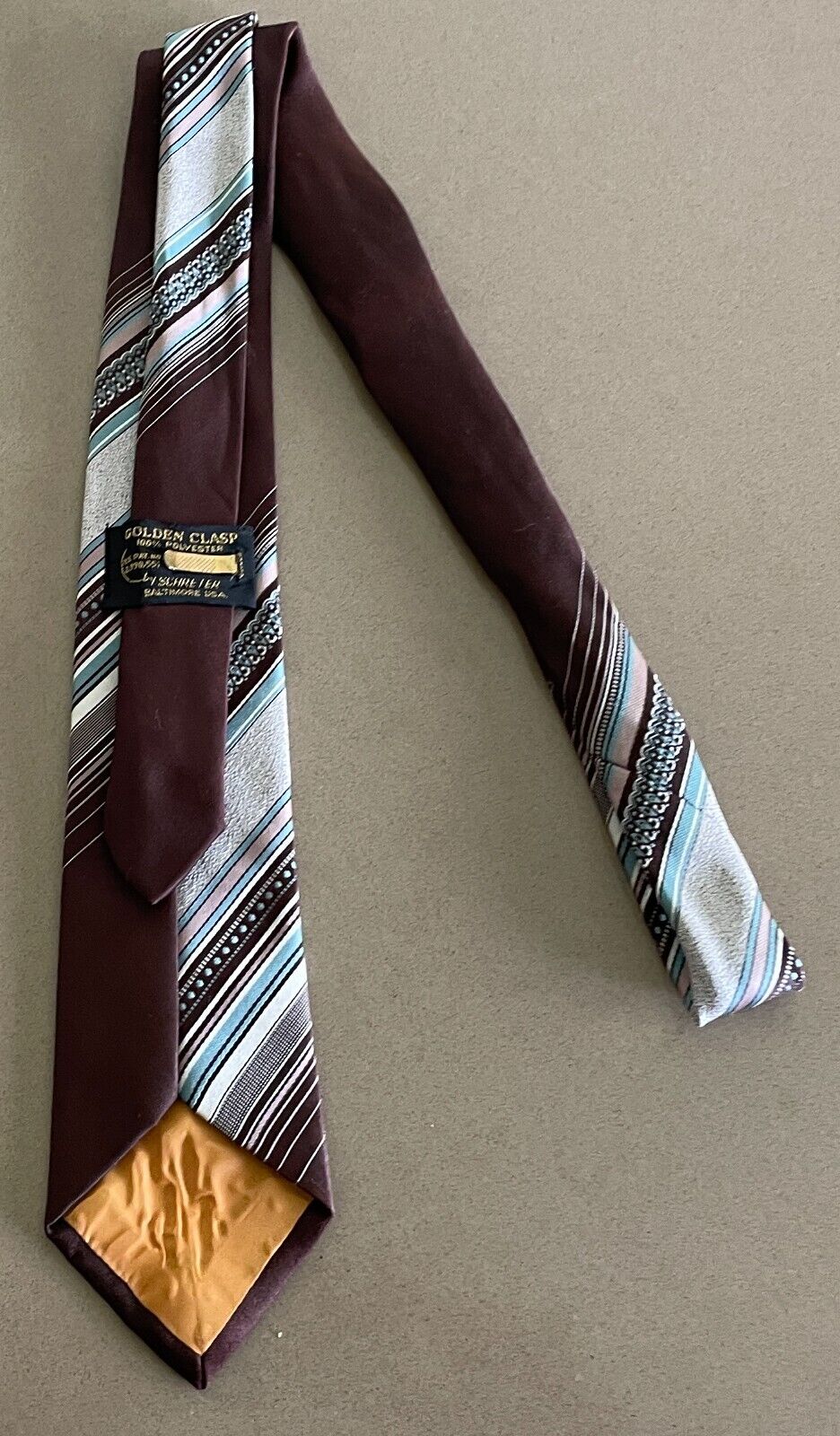 Vintage NeckTie SCHRETER "Golden Clasp" Brown Taupe Green Mens Neck Tie
