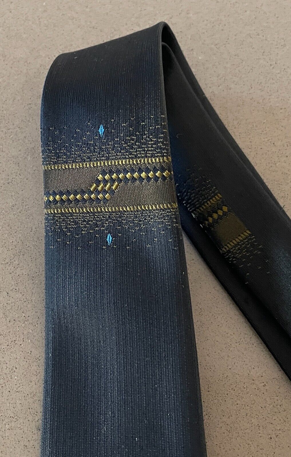 SUPERLOOM by RODNEY Retro 1960's 70's Thin NeckTie Iridescent Brown Citrine Blue