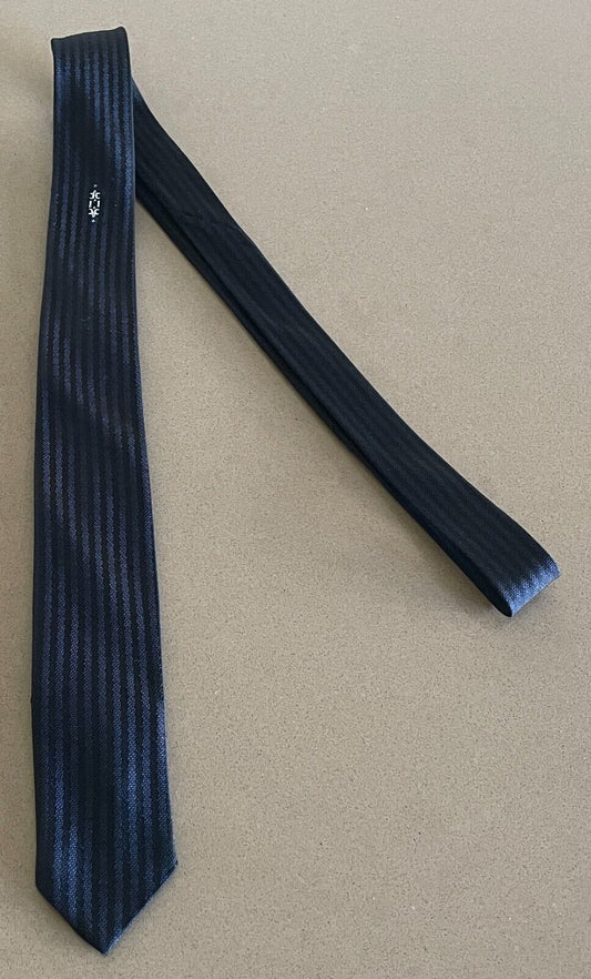 Mens Vintage 1960's 1970's YORK Thin Tie NeckTie Iridescent Black & Navy Stripe