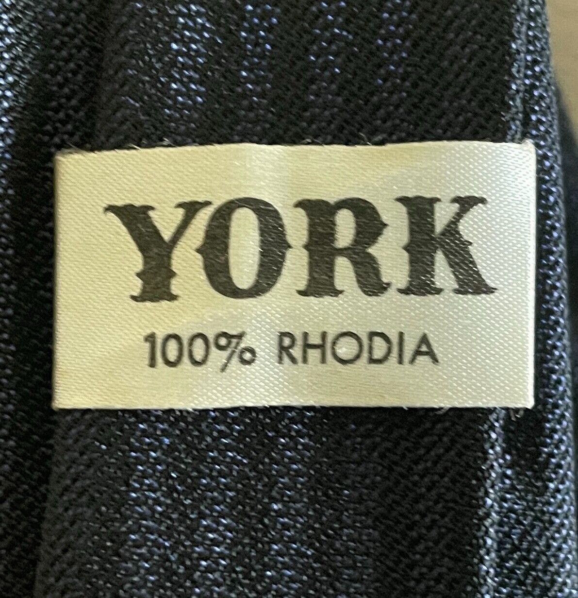 Mens Vintage 1960's 1970's YORK Thin Tie NeckTie Iridescent Black & Navy Stripe