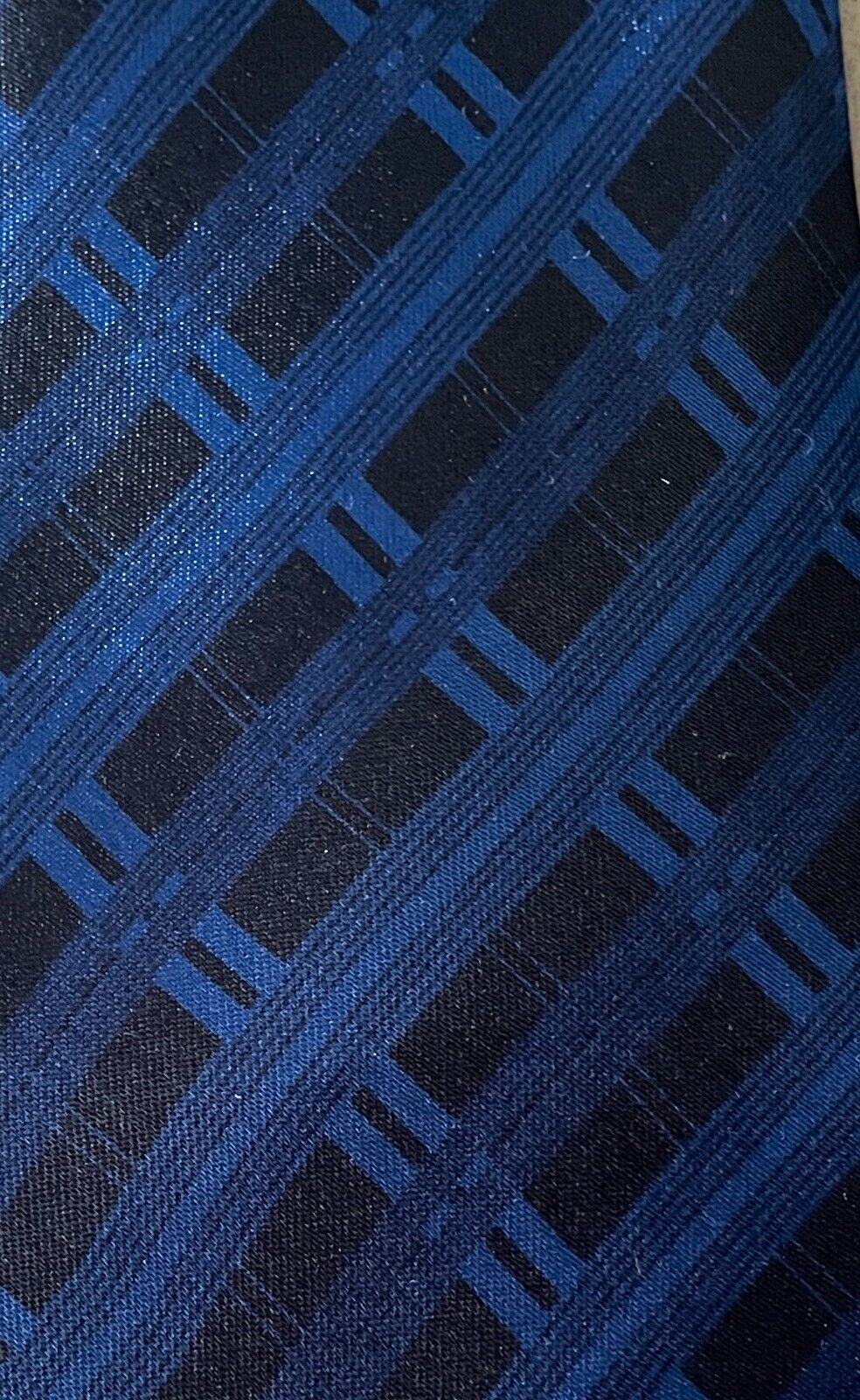 Mens NeckTie LOWES Blue and Black Rectangle Print Polyester Neck Tie