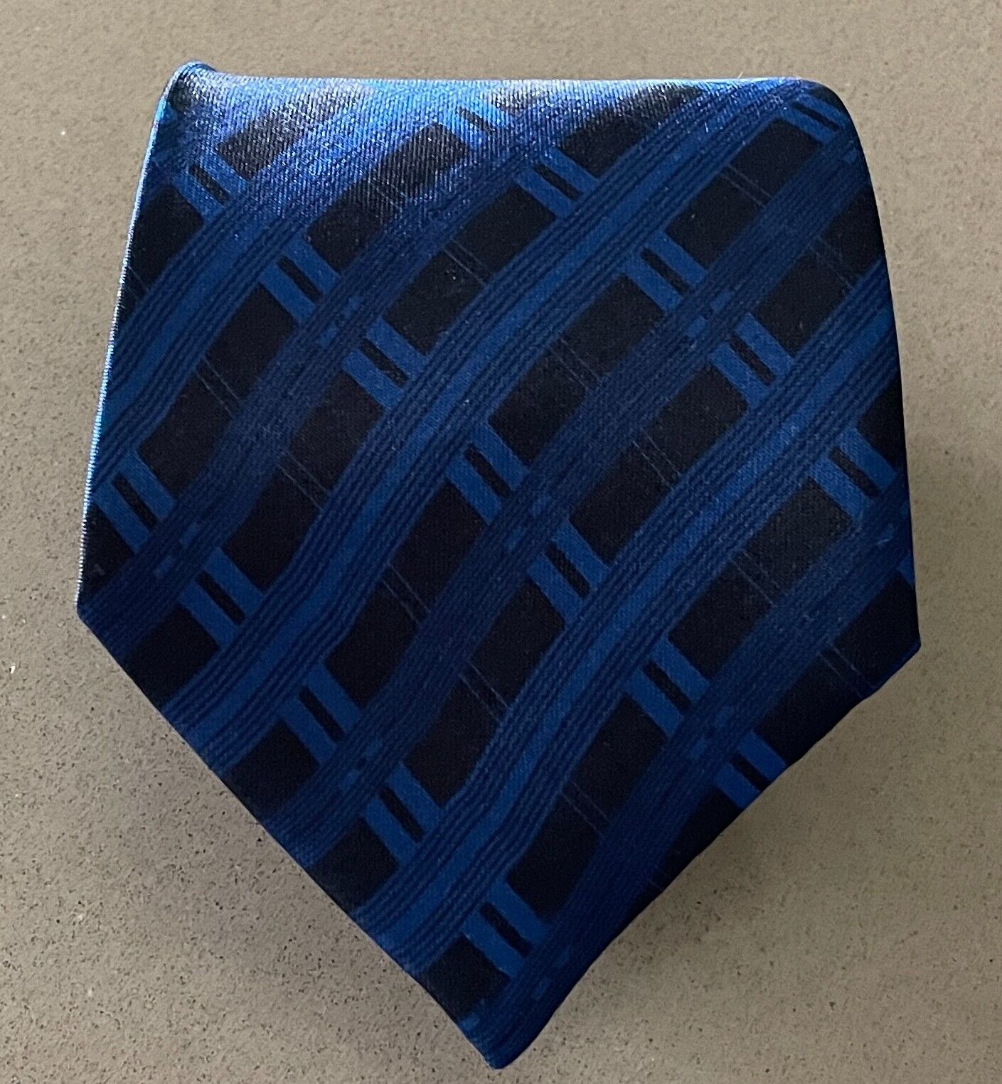 Mens NeckTie LOWES Blue and Black Rectangle Print Polyester Neck Tie