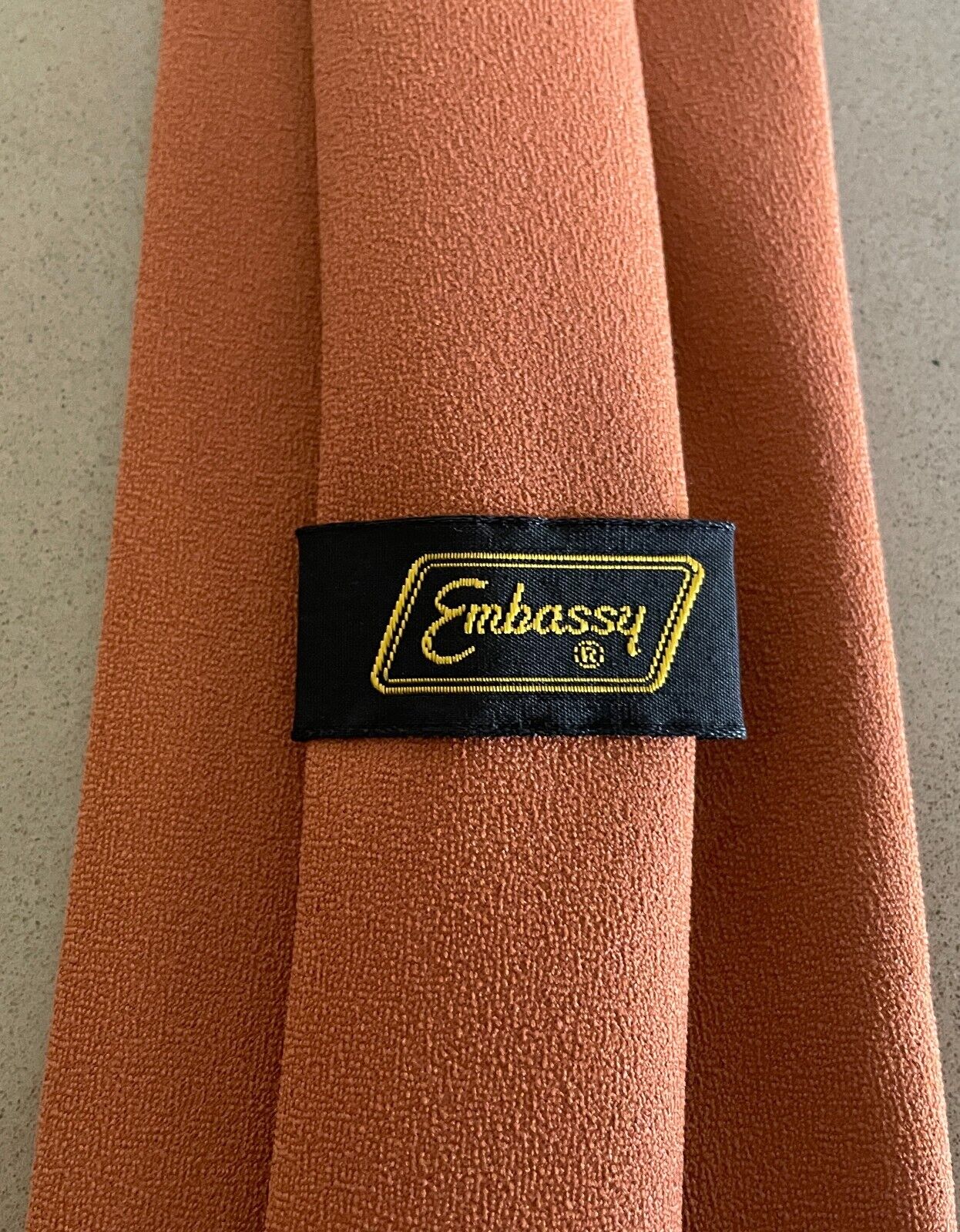 Mens Vintage NeckTie EMBASSY Tan Brown Polyester Neck Tie