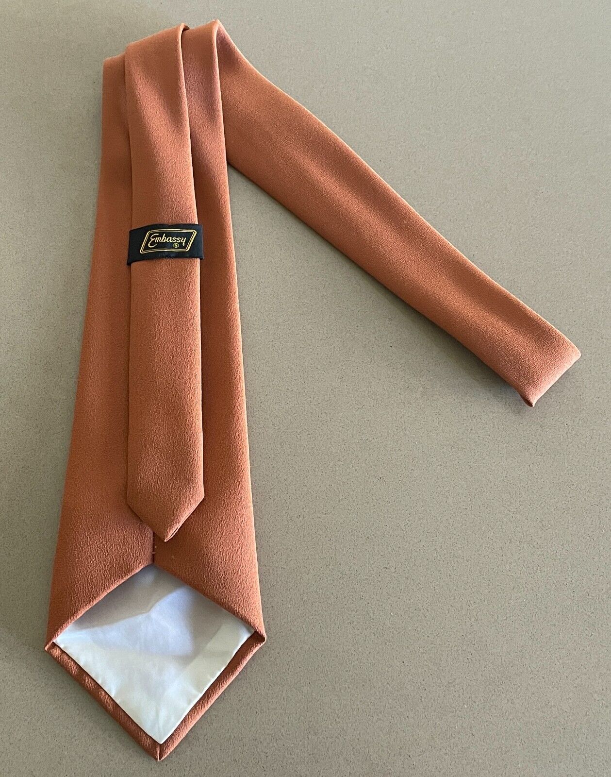 Mens Vintage NeckTie EMBASSY Tan Brown Polyester Neck Tie