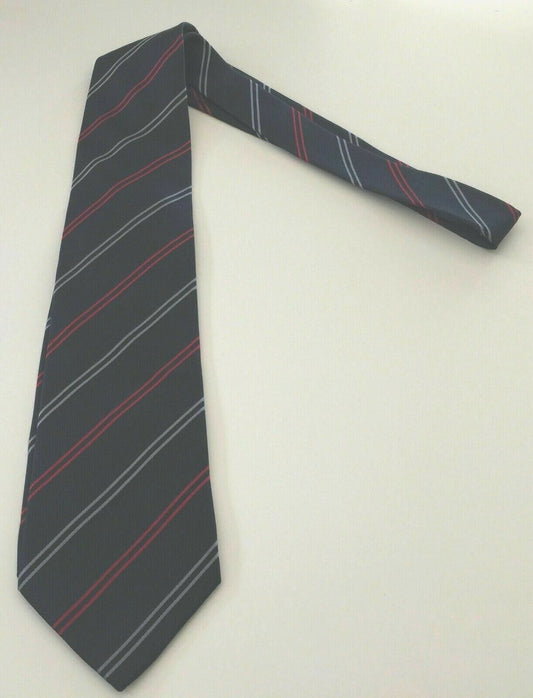 Mens Silk Tie ST JAMES Navy Red & Silver Stripe Classic NEW Vintage NeckTie