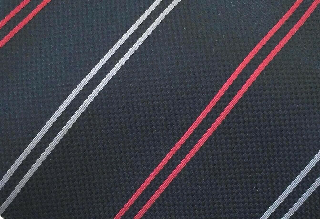 Mens Silk Tie ST JAMES Navy Red & Silver Stripe Classic NEW Vintage NeckTie