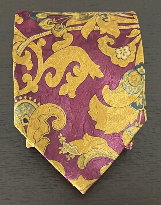 LOUIS CHEVAL NeckTie Paris Mustard Burgundy Green Jacquard Baroque Mens Neck Tie
