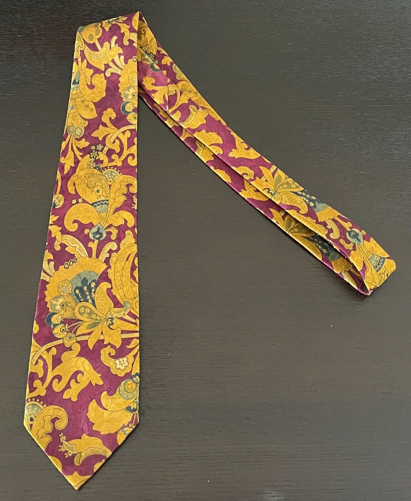 LOUIS CHEVAL NeckTie Paris Mustard Burgundy Green Jacquard Baroque Mens Neck Tie