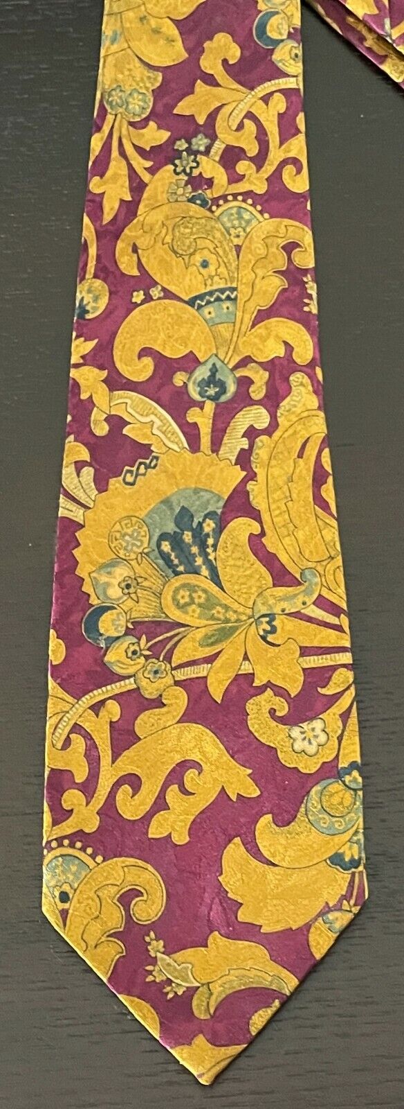 LOUIS CHEVAL NeckTie Paris Mustard Burgundy Green Jacquard Baroque Mens Neck Tie