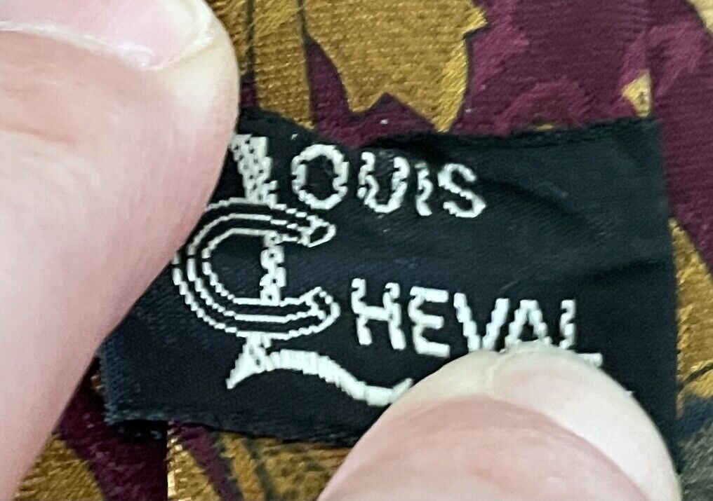 LOUIS CHEVAL NeckTie Paris Mustard Burgundy Green Jacquard Baroque Mens Neck Tie