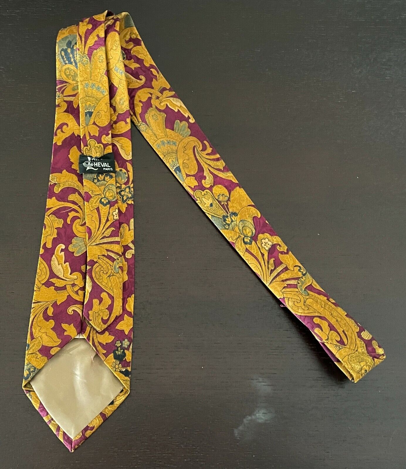 LOUIS CHEVAL NeckTie Paris Mustard Burgundy Green Jacquard Baroque Mens Neck Tie