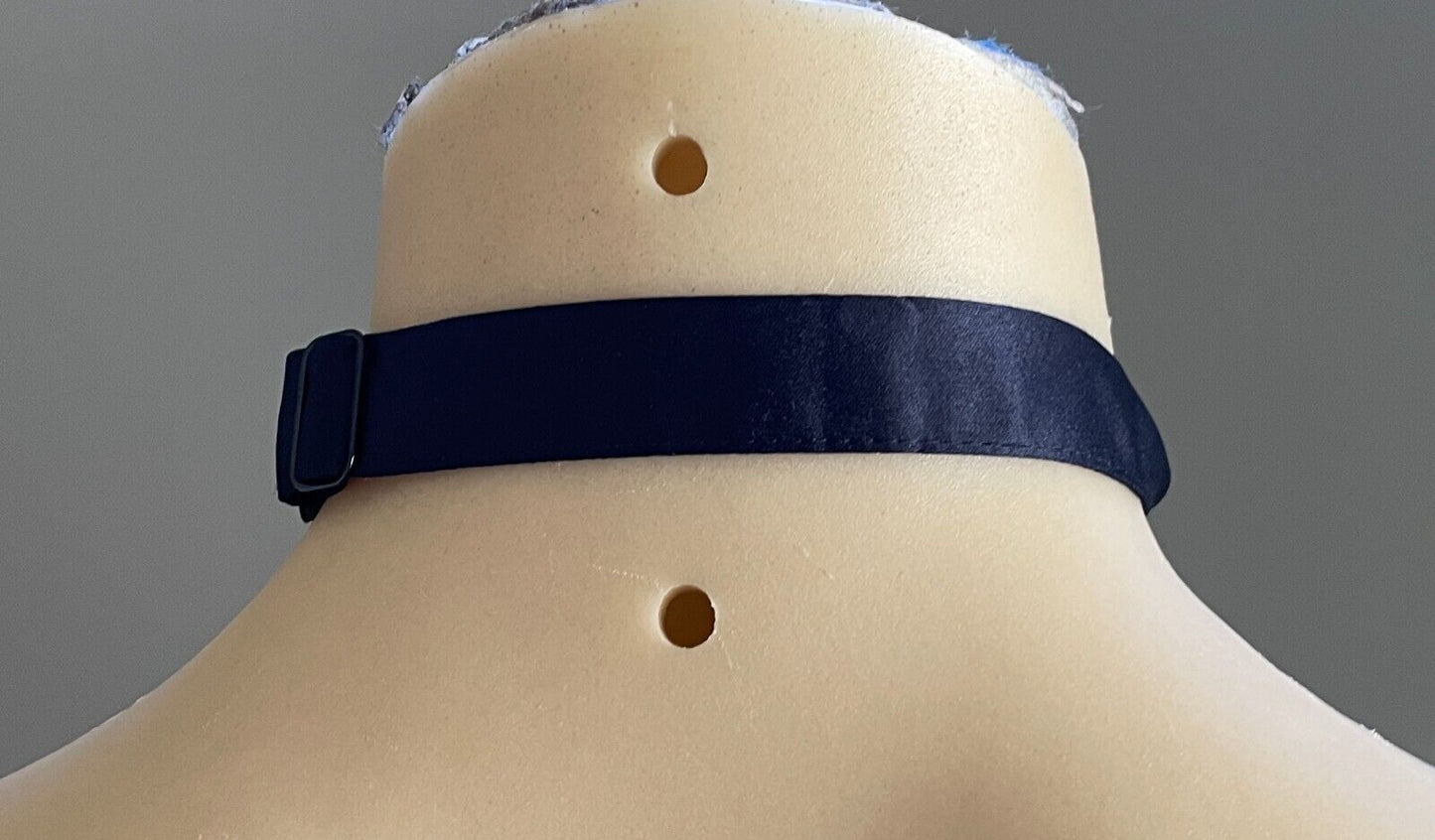 LIDO Pre-Tied NeckTie Cravat Satin Navy Blue Puff Adjustable Clasp NEW Vintage