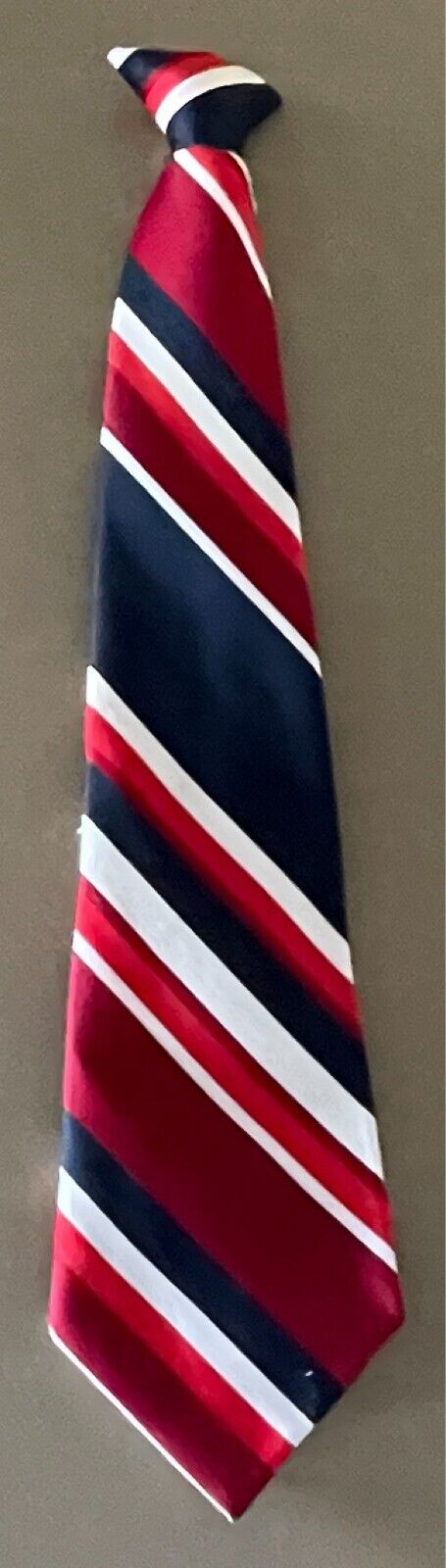 ENSIGN Clip On NeckTie Snapper Fastening Pre-Tied Navy Red Burgundy White Stripe