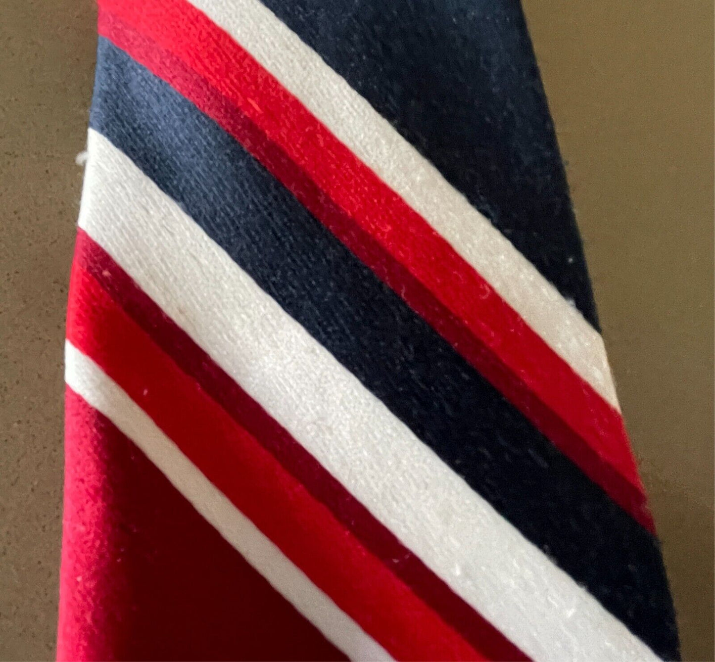 ENSIGN Clip On NeckTie Snapper Fastening Pre-Tied Navy Red Burgundy White Stripe