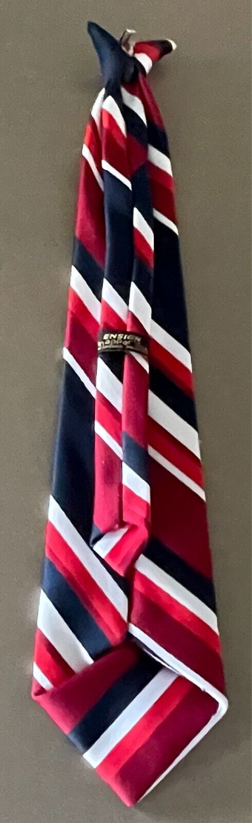 ENSIGN Clip On NeckTie Snapper Fastening Pre-Tied Navy Red Burgundy White Stripe