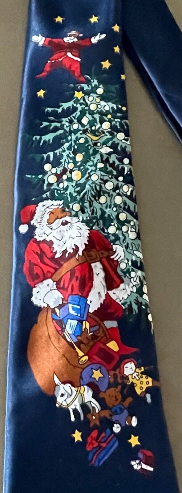 Mens NeckTie Navy Blue Santa Claus Xmas Scene Father Christmas Novelty Neck Tie