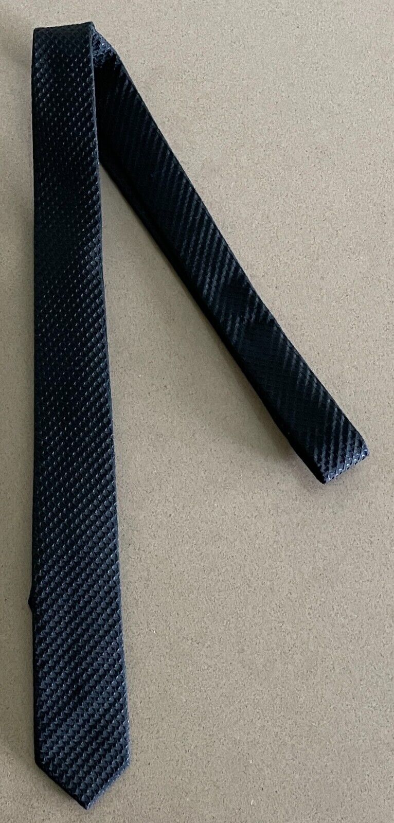 LIDO NeckTie Black "Teryester" Textured Thin Vintage 1960's 70's Mens Neck Tie