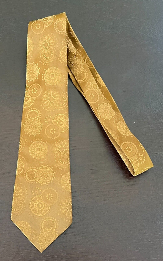 Vintage Mens Neck Tie ALSE Necktie 1960s 1970s Gold Jacquard Styled in Spain
