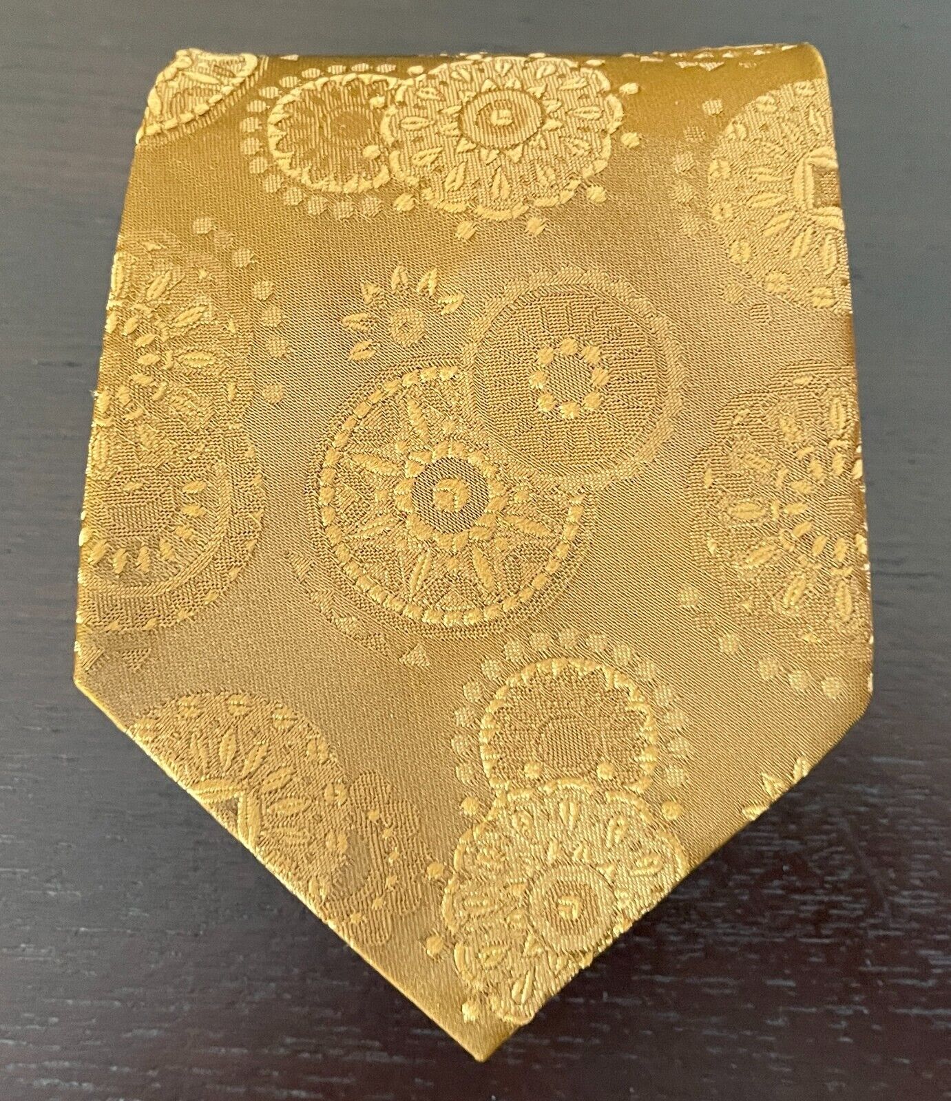 Vintage Mens Neck Tie ALSE Necktie 1960s 1970s Gold Jacquard Styled in Spain