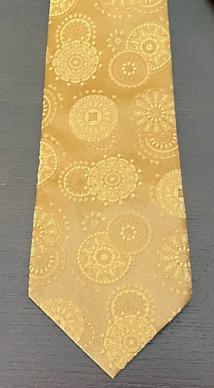 Vintage Mens Neck Tie ALSE Necktie 1960s 1970s Gold Jacquard Styled in Spain