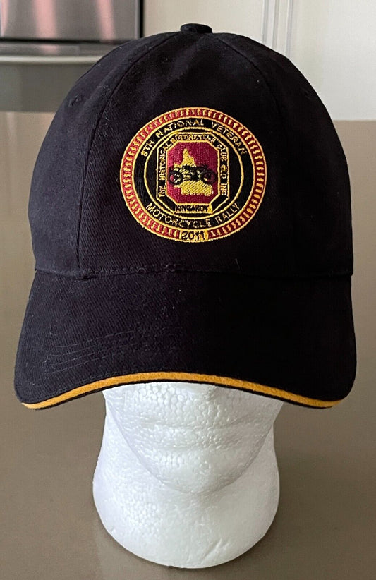 "8th National Veteran Motorcycle Rally 2011" Black Cap OSFA Embroidered Logo