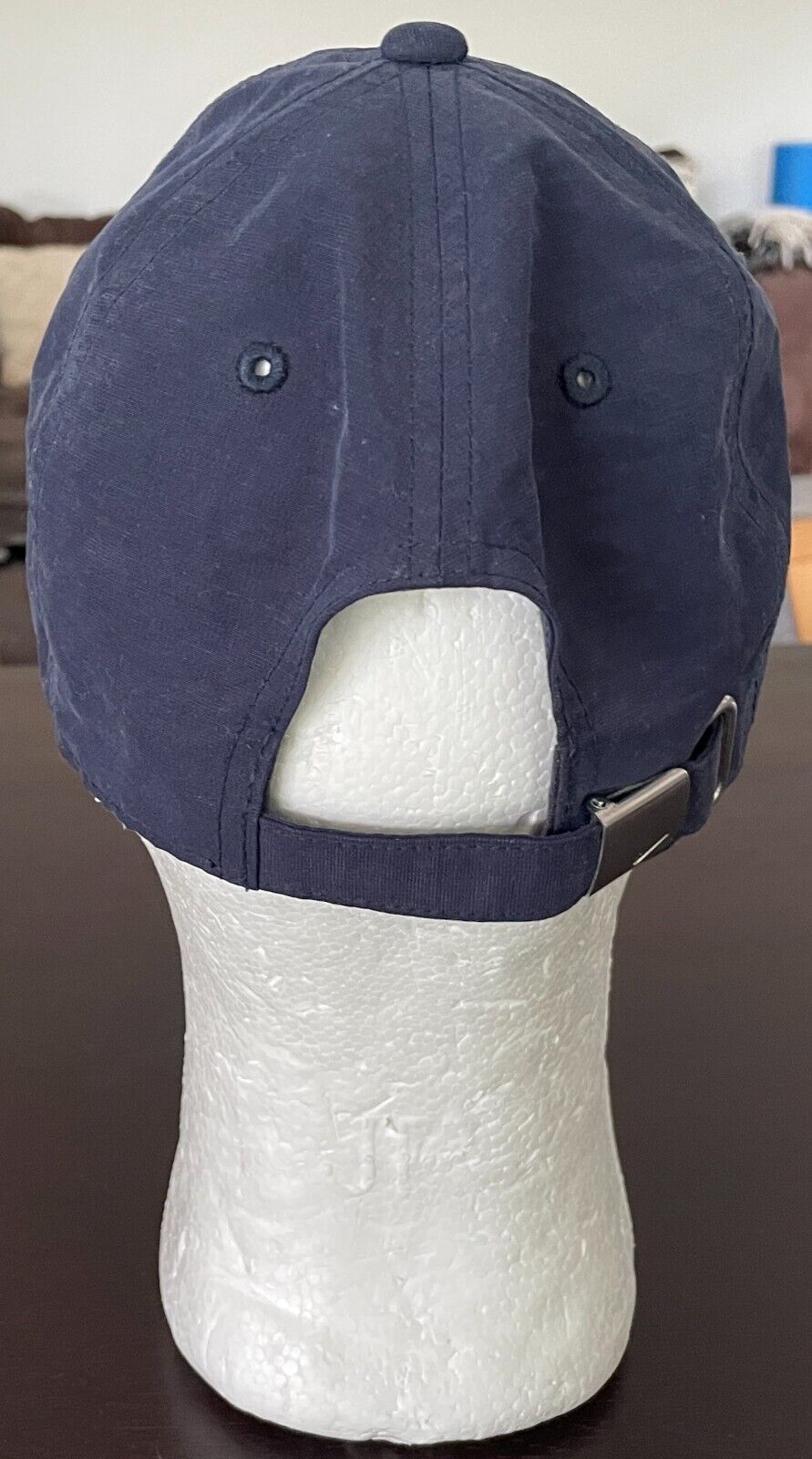 NIKE Navy Dri-Fit Club 6 Panel Cap Hat Curved Bill Unstructured Metal Swoosh