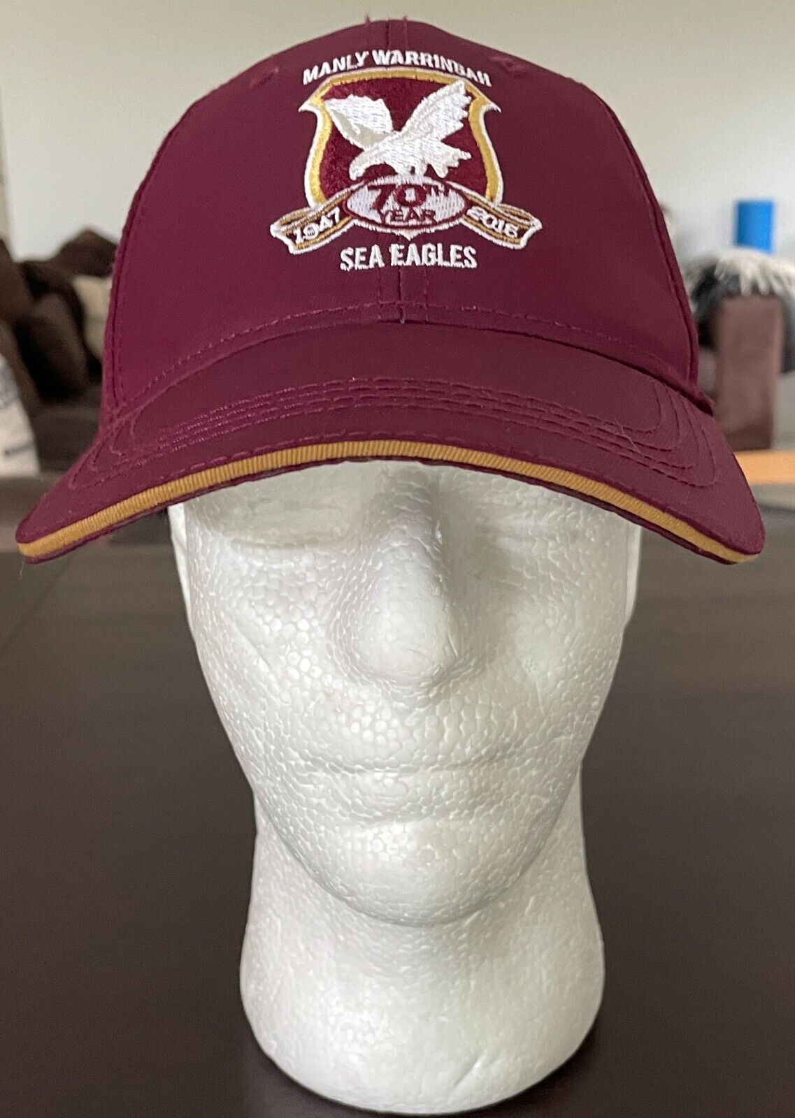 NRL MANLY WARRINGAH SEA EAGLES 70 Year 1947 - 2016 Cap Maroon 6 Panel Adjustable