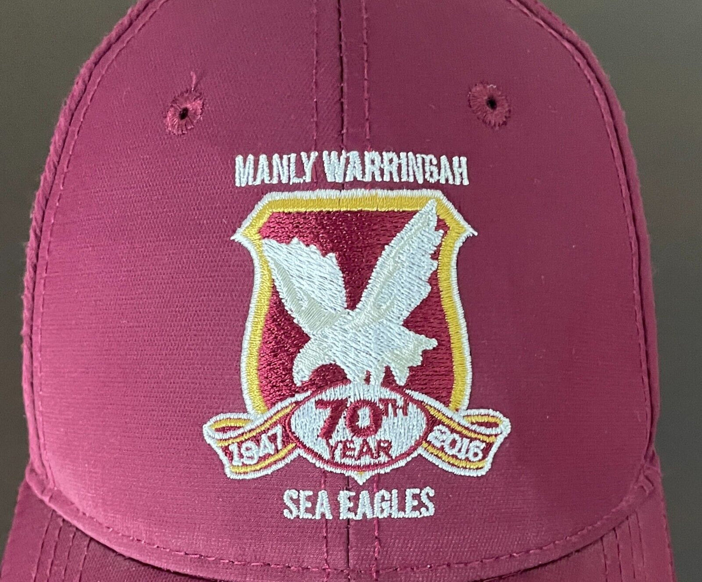 NRL MANLY WARRINGAH SEA EAGLES 70 Year 1947 - 2016 Cap Maroon 6 Panel Adjustable