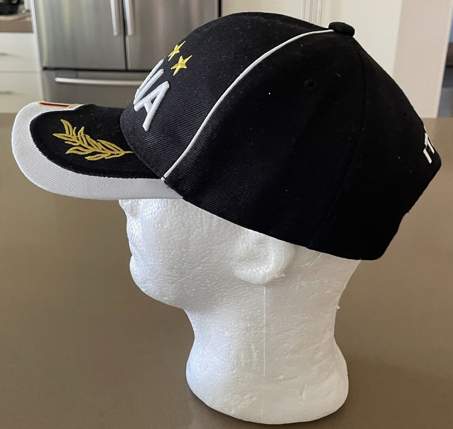 Cap ITALIA Black White Trim 4 Star World Cup Adjustable  Unisex Size 58cm ANGE