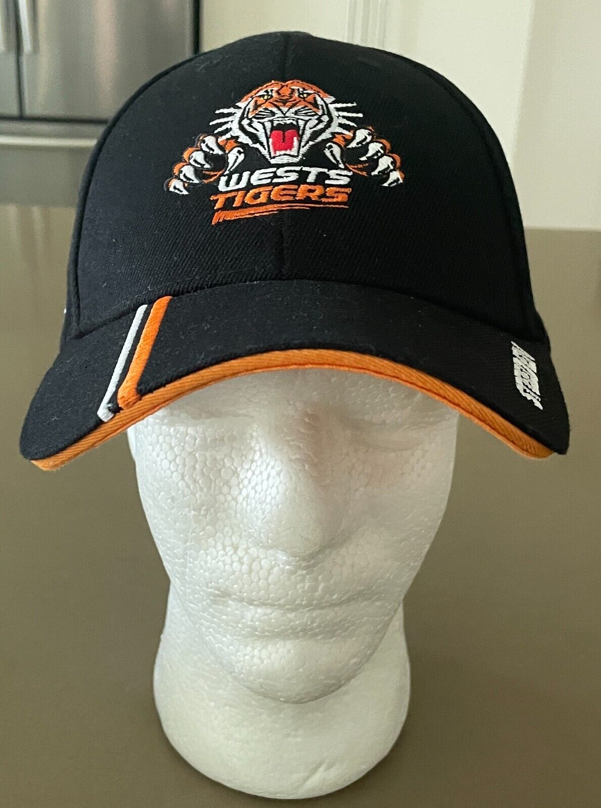 Fan Cap WEST TIGERS NRL Supporter Member 2021 Black Orange White Hook Loop NEW