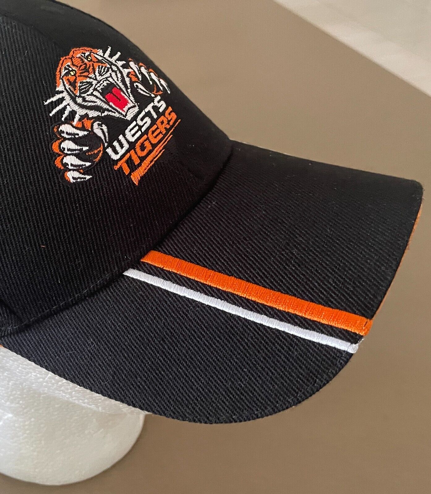 Fan Cap WEST TIGERS NRL Supporter Member 2021 Black Orange White Hook Loop NEW