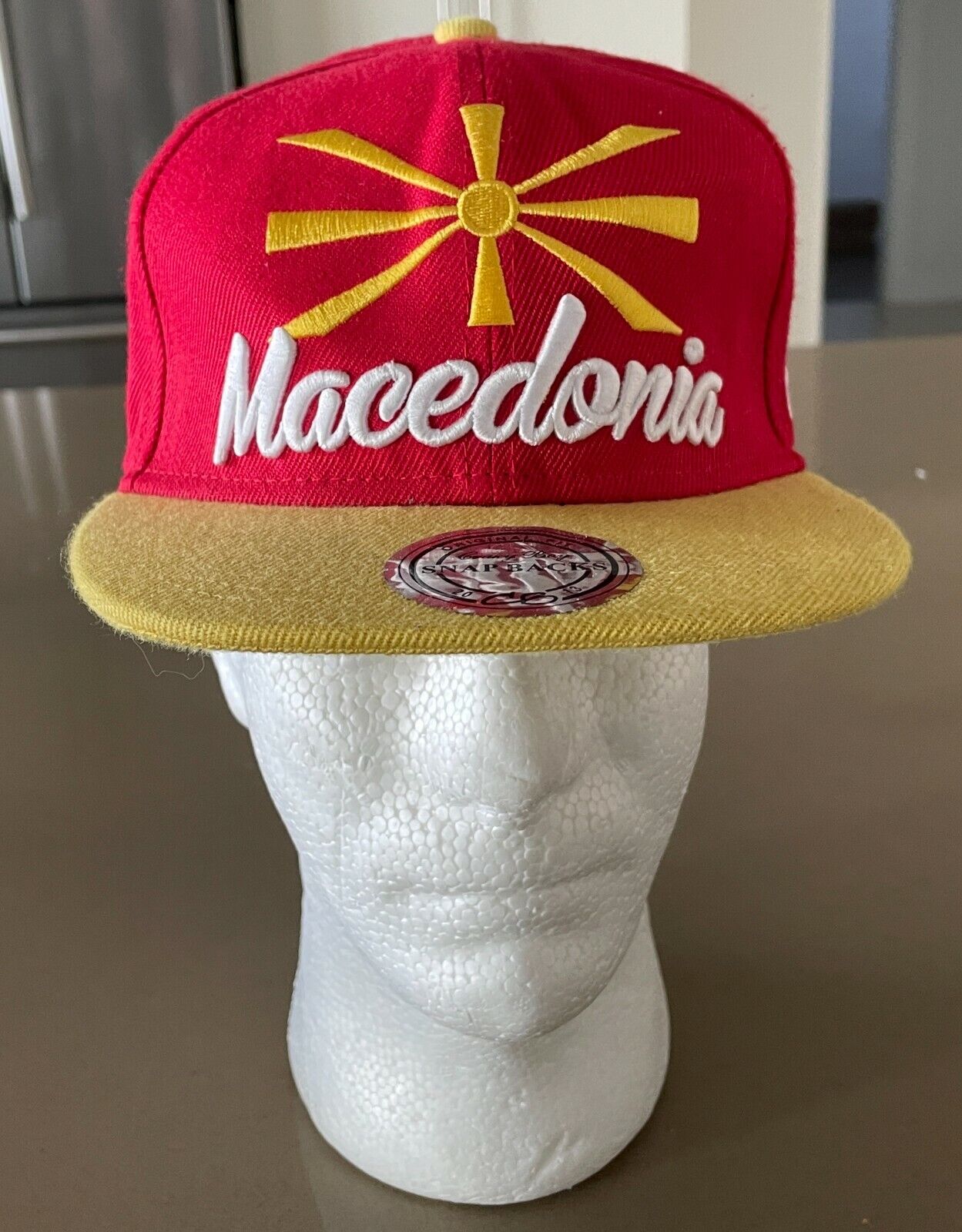 Fan Cap CRAZY BOY " Macedonia Maso " Flat Bill Red & Yellow Adjustable One Size