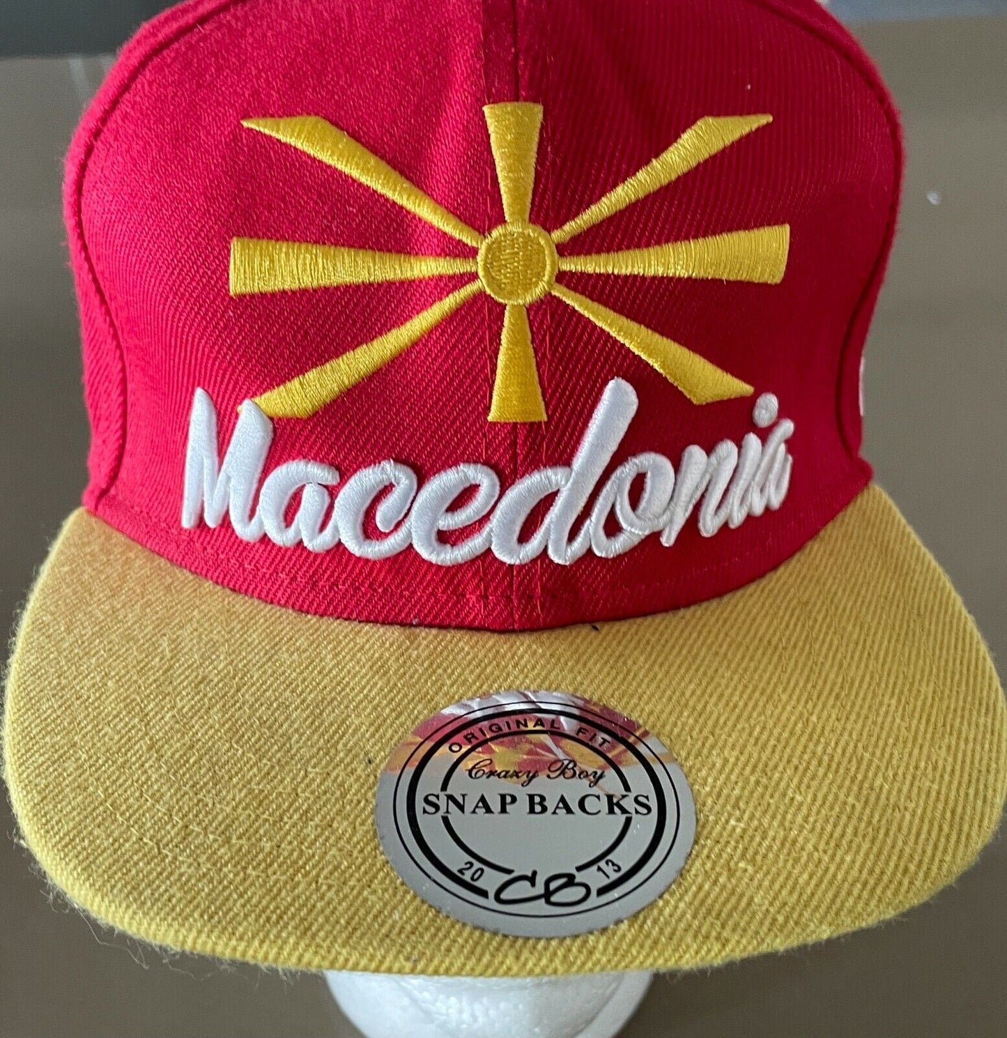 Fan Cap CRAZY BOY " Macedonia Maso " Flat Bill Red & Yellow Adjustable One Size