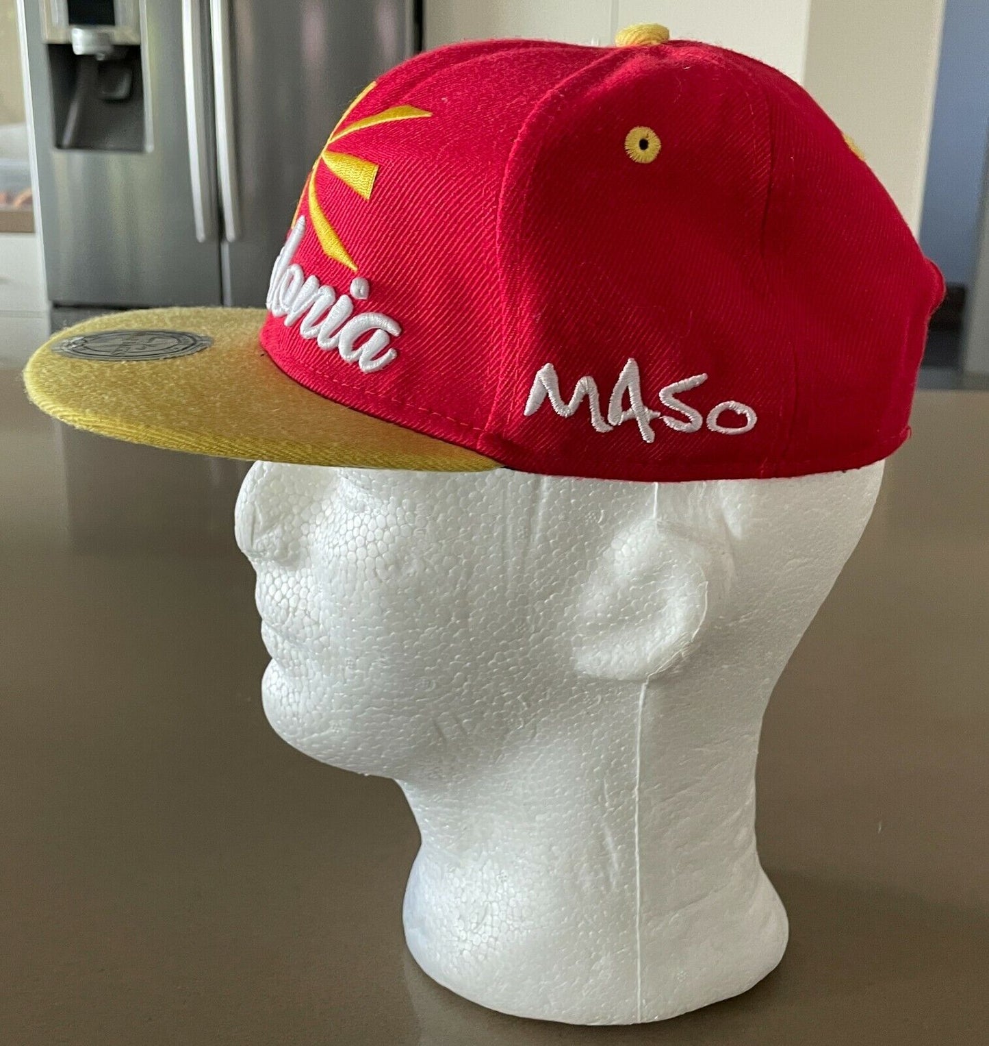 Fan Cap CRAZY BOY " Macedonia Maso " Flat Bill Red & Yellow Adjustable One Size