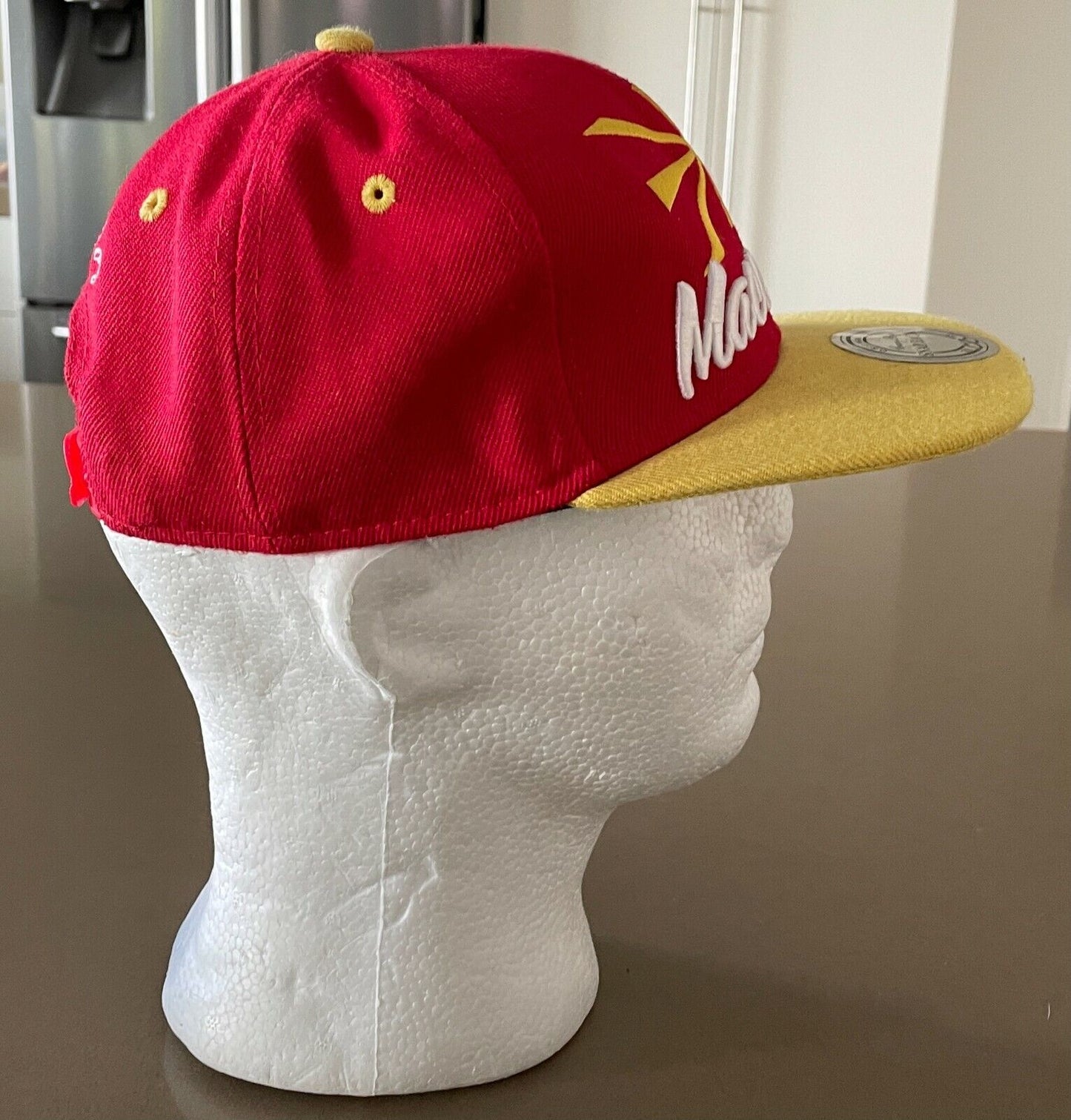 Fan Cap CRAZY BOY " Macedonia Maso " Flat Bill Red & Yellow Adjustable One Size