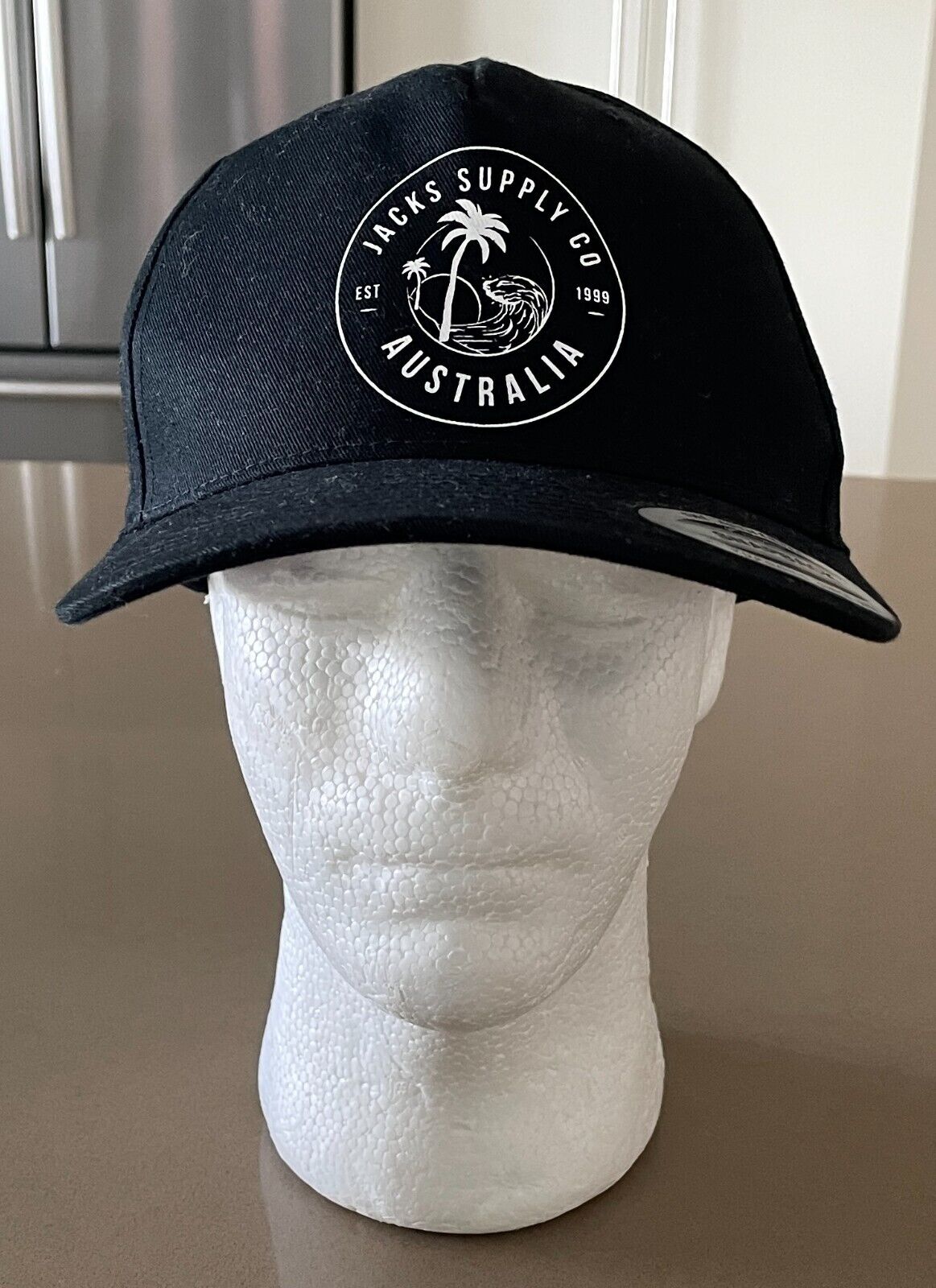 JACKS HEADLAND Snap Back Cap Men's Black & White Print One Size