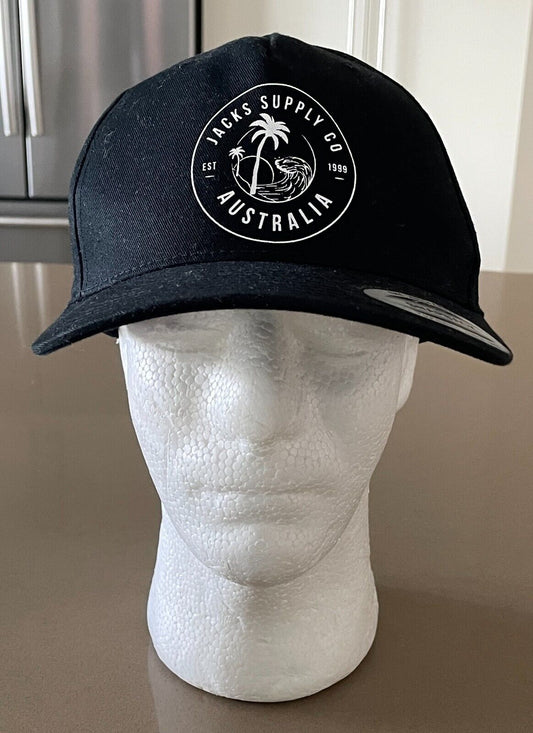JACKS HEADLAND Snap Back Cap Men's Black & White Print One Size