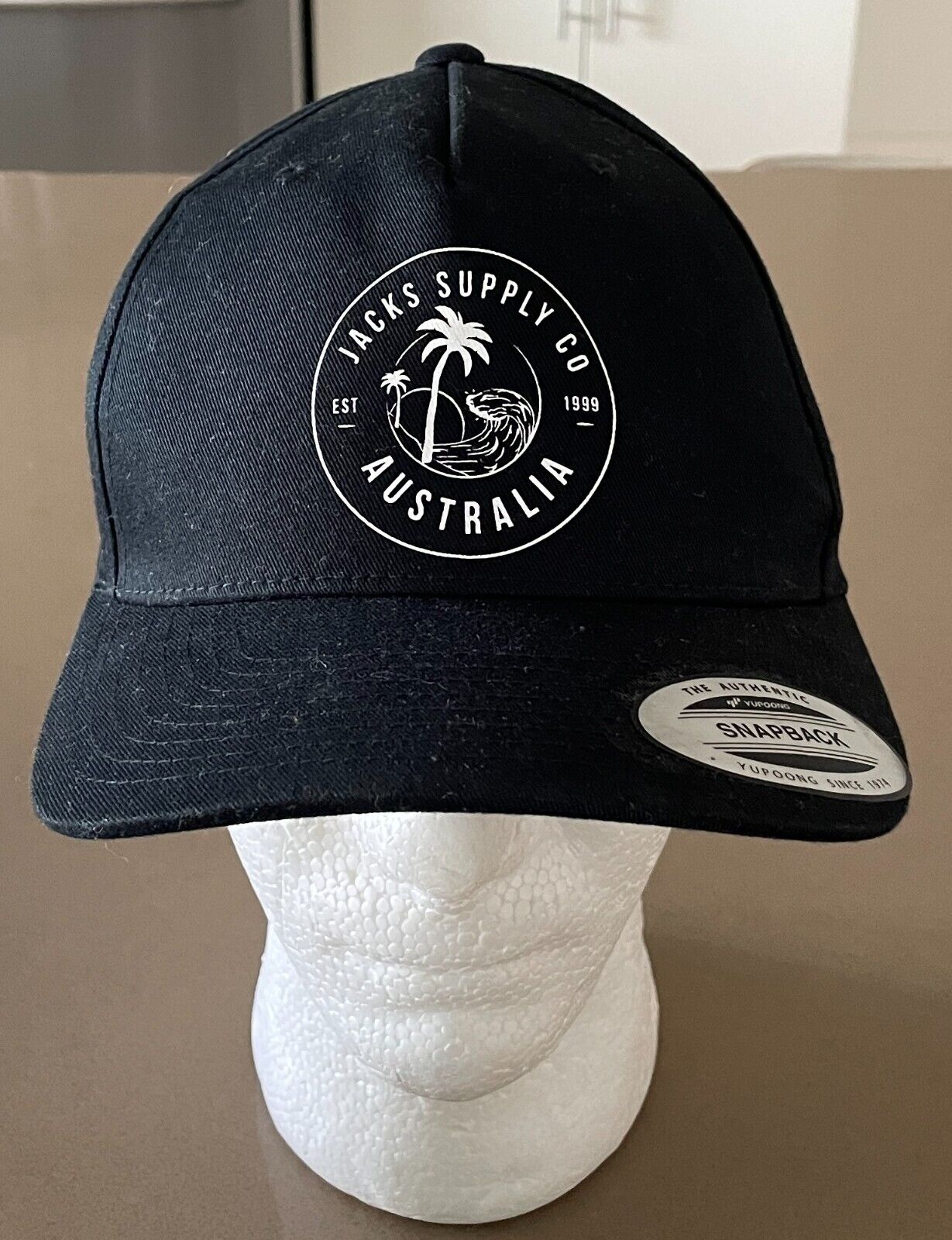 JACKS HEADLAND Snap Back Cap Men's Black & White Print One Size