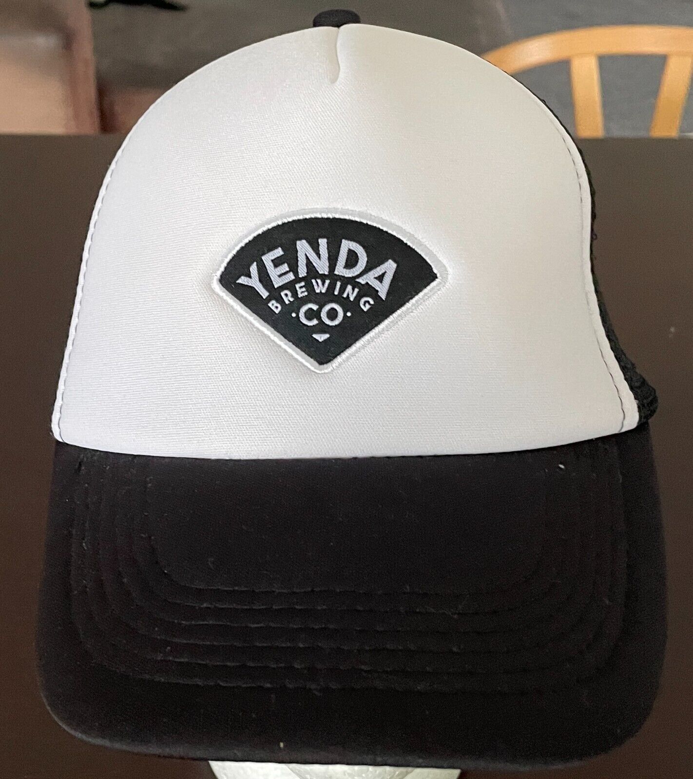 Cap Hat YENDA BREWING CO Black & White Adjustable Snapback Mesh Logo Patch