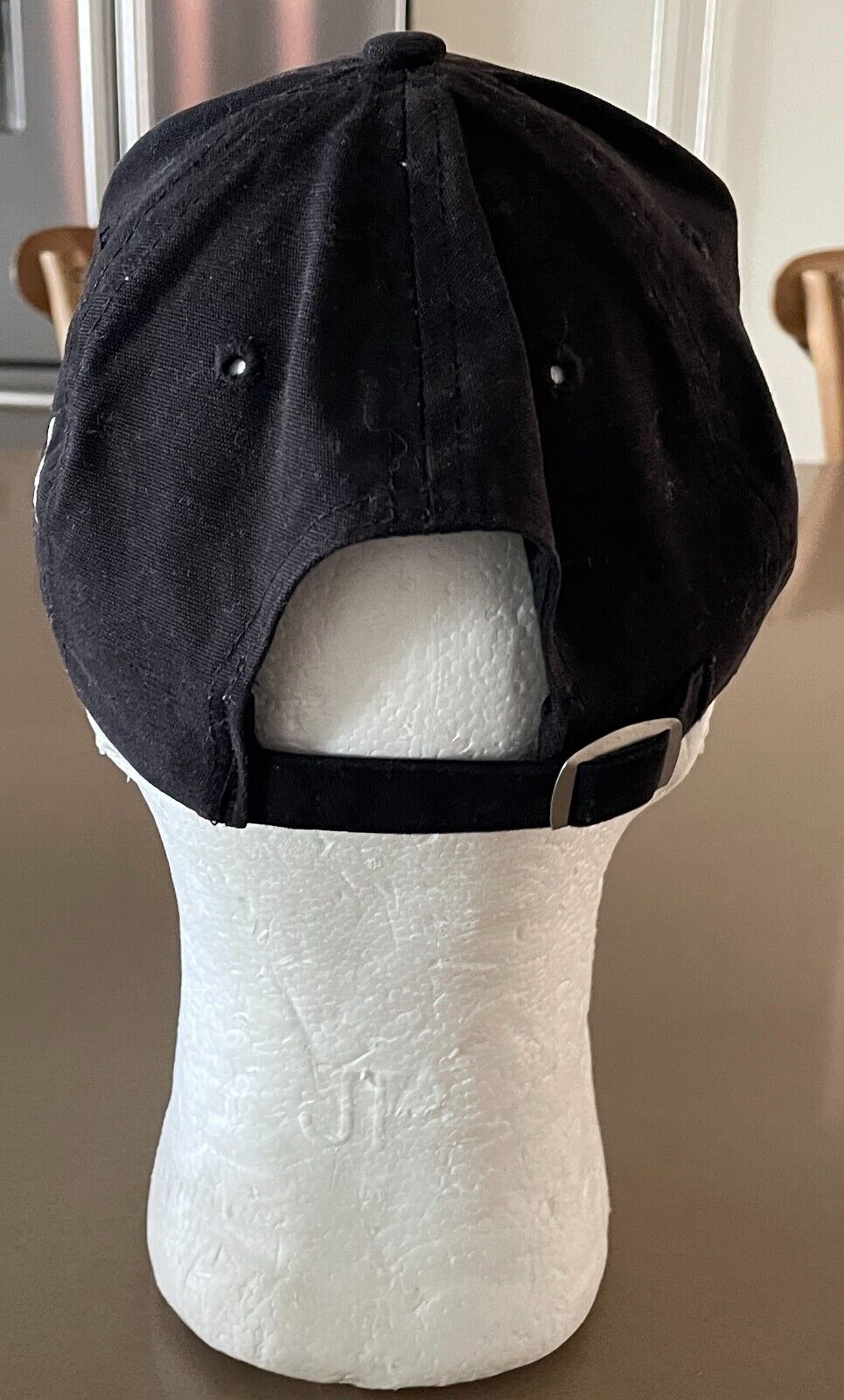 Unisex Black Cap with White Embroidered Symbols One Size 6 Panel Adjustable