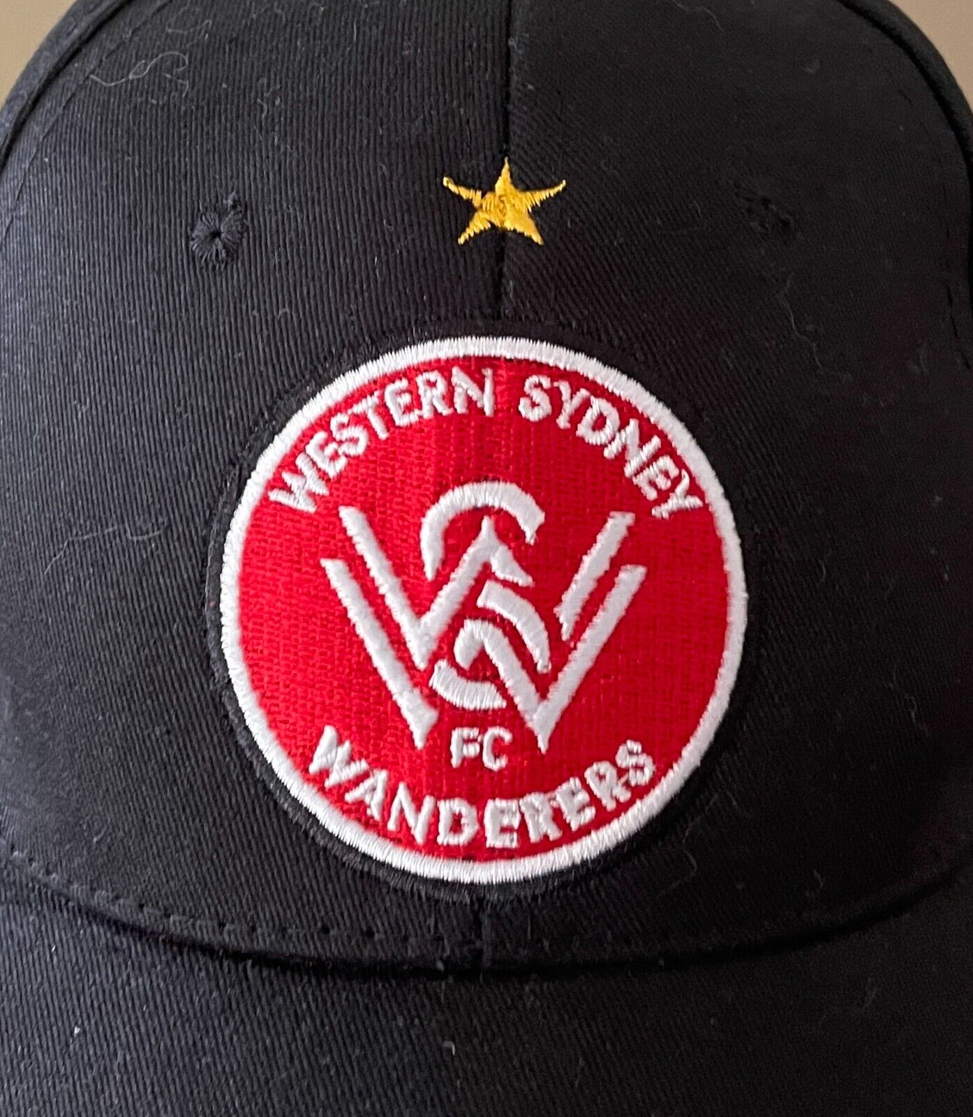 Fan Cap WESTERN SYDNEY WANDERERS Football Black Hat w Logo Adjustable