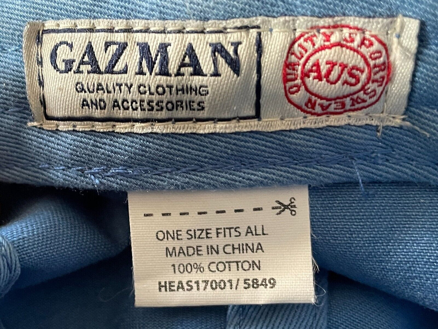 GAZMAN Baseball Cap Australia Logo Sky Blue Adjustable Metal Slider Aussie