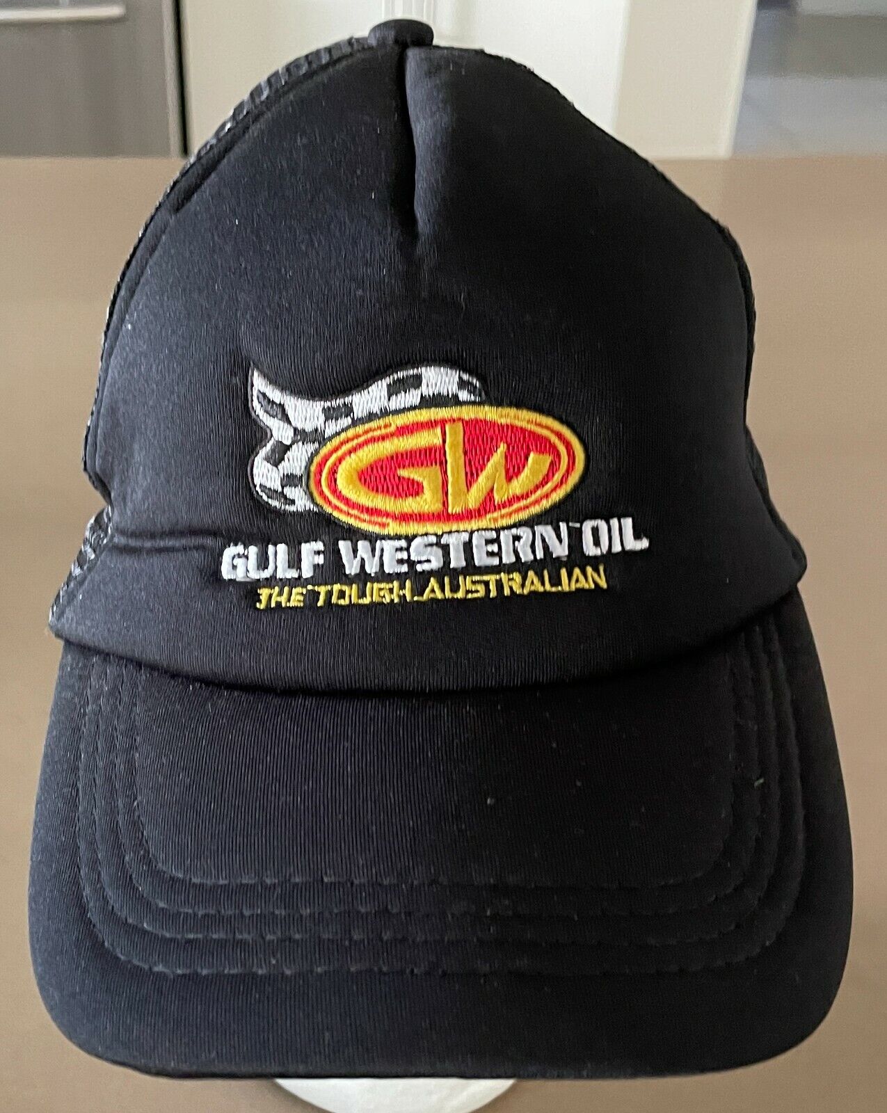 Truckers Hat Black GULF WESTERN OIL Hat Adjustable Mesh Snap Back Cap One Size