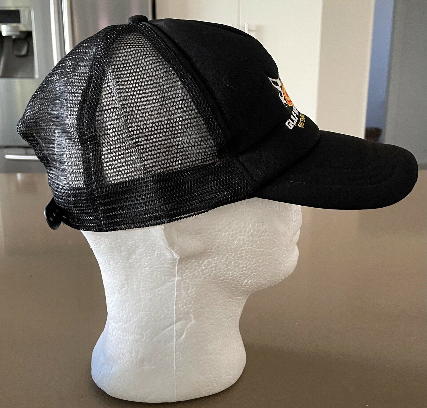 Truckers Hat Black GULF WESTERN OIL Hat Adjustable Mesh Snap Back Cap One Size