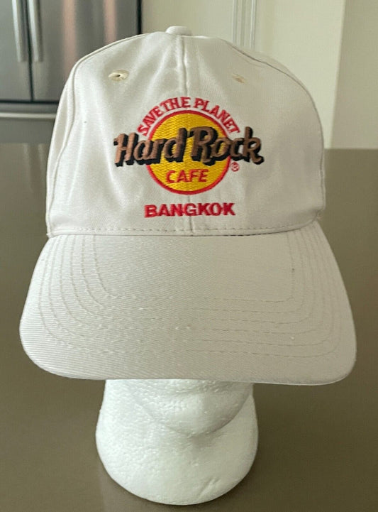 HARD ROCK CAFE BANGKOK Baseball Cap Beige Adjustable One Size Plastic Clip Hat