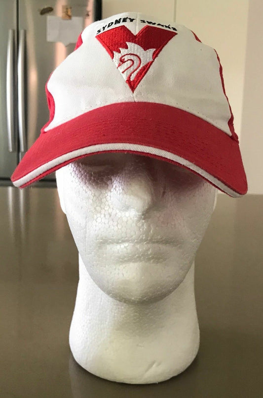 Fan Cap SYDNEY SWANS AFL 2013 Members Hat White & Red Strap Back Mens Supporter